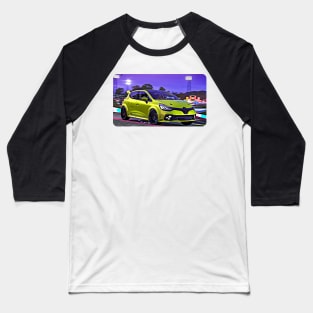 Renault Clio RS Cup Cartoon Drawing Action Print Baseball T-Shirt